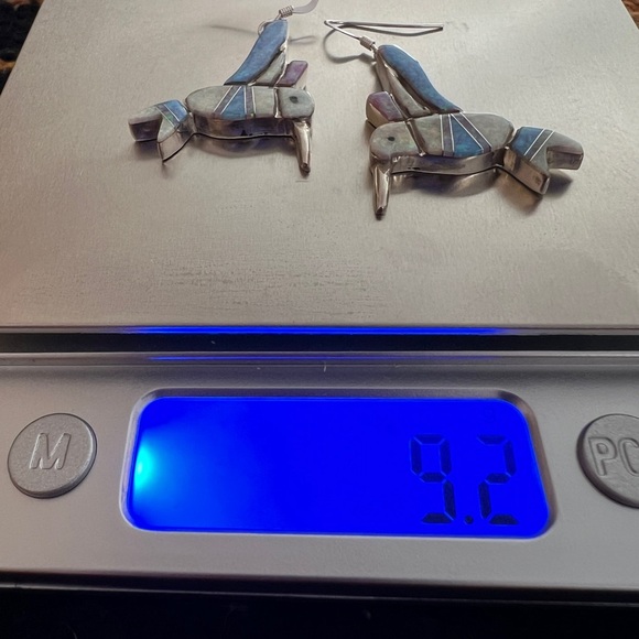 ❤️ Signed Zuni Opal Inlay Native American Sterling Hummingbird Earrings 9.2Gm - Picture 7 of 11